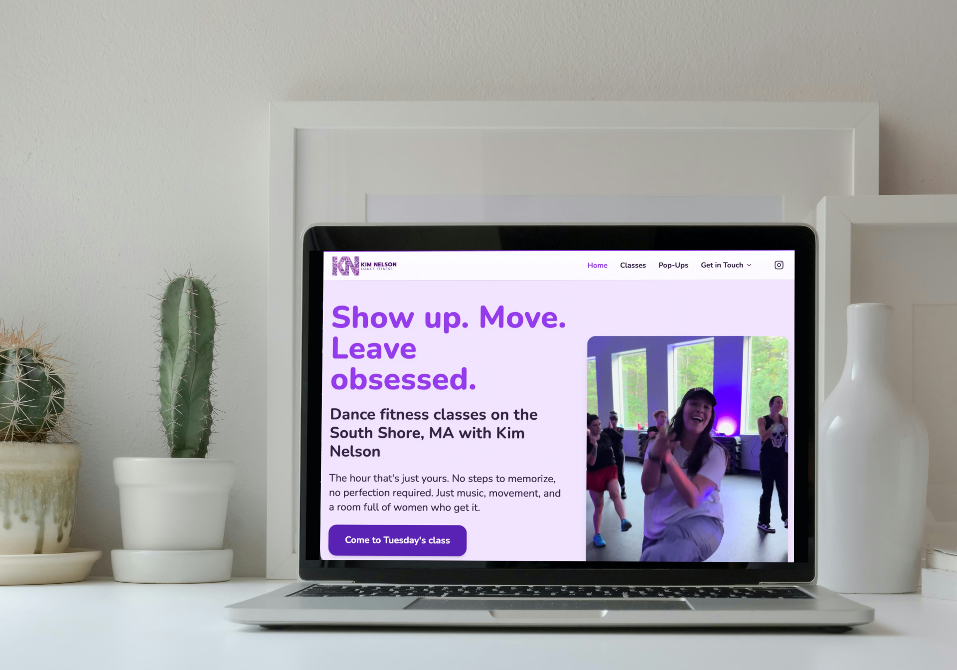Kim Nelson Dance Fitness website mockup on laptop